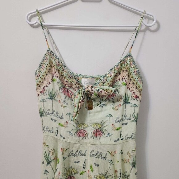 Camilla Sundowners Short Linen Dress With Tie Front Size XS NWT b162 - Picture 5 of 14